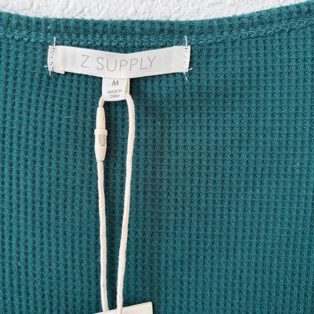 Z Supply Abigail Long Sleeve Top Noble Fir Size Medium Thermal Lounge Holiday - Picture 4 of 8